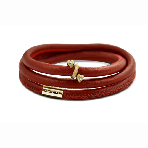 Image of Forever Love Ring på læder armbånd fra Christina Collect, 70 cm
